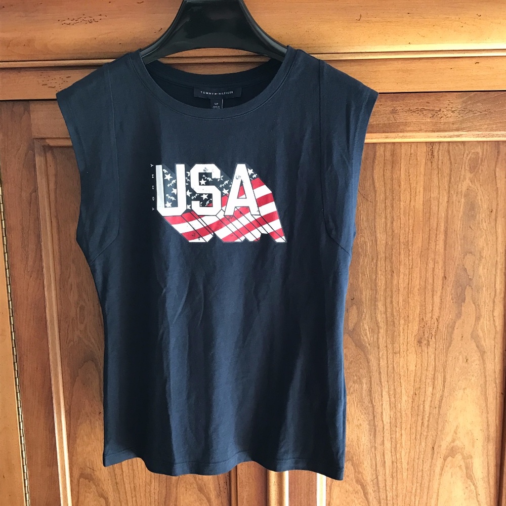 Tommy Hilfiger Navy Blue 'Americana' USA Graphic T-Shirt Small